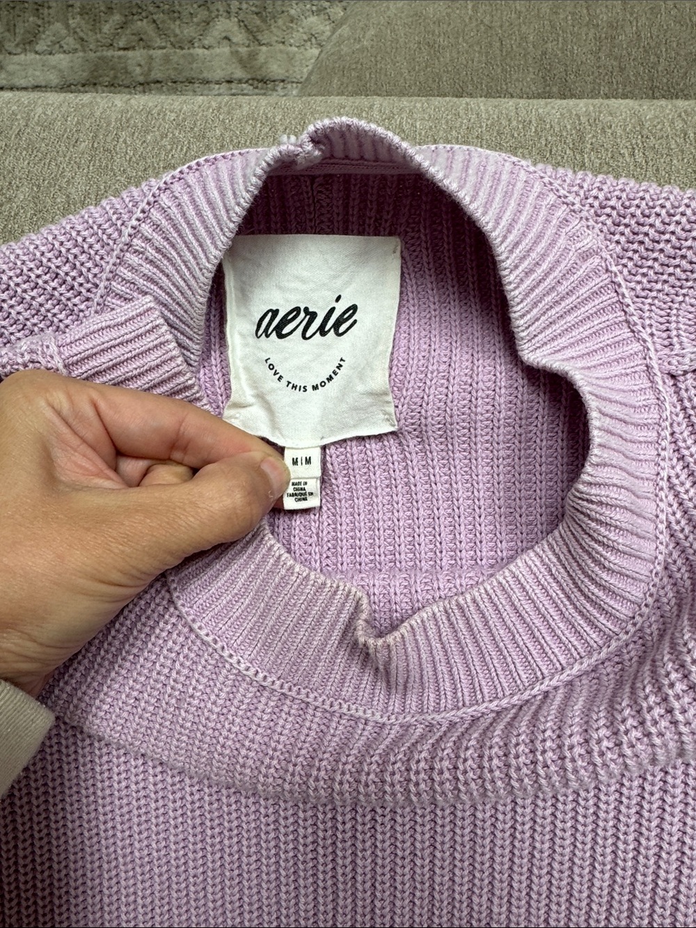 aerie Dusty Lilac Ribbed Oversized Sweatshirt - Picture 2 of 10